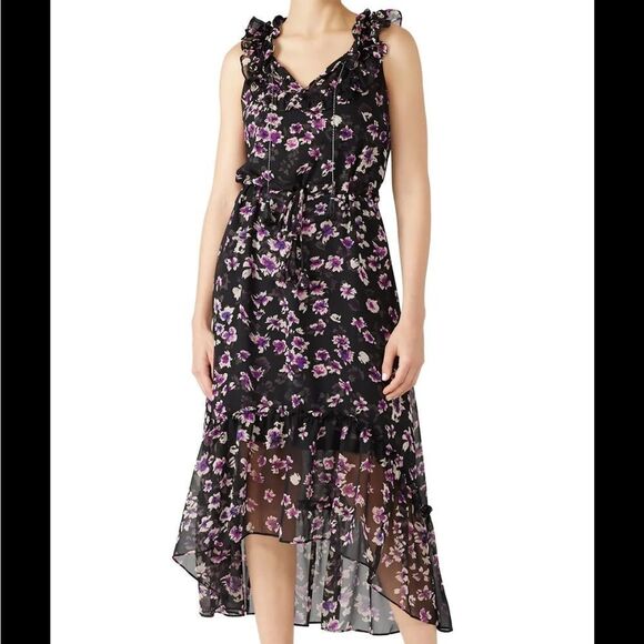 Misa Catherine Floral Print Tie Waist Midi Dresss. Size Medium. - Picture 1 of 14